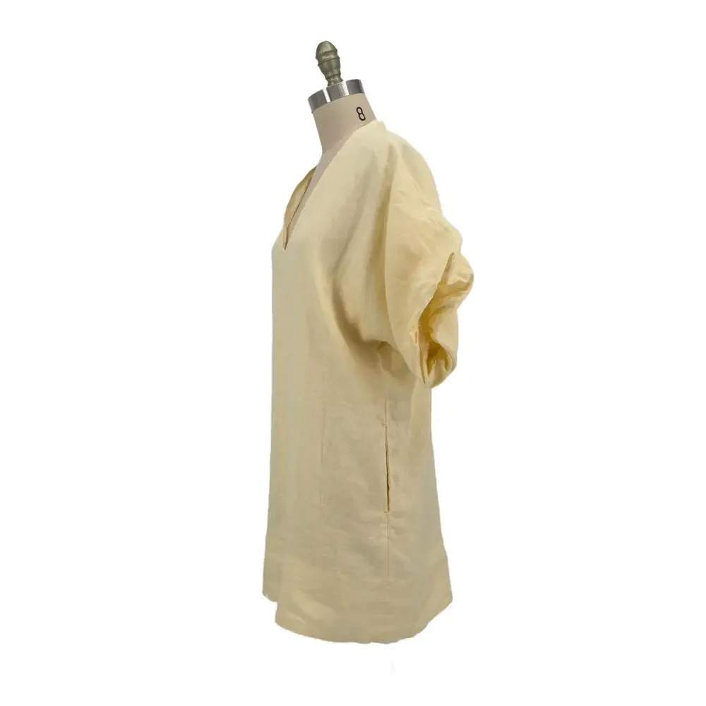 NEW Banana Republic Livia Linen Mini Shift Dress size Medium Butter Yellow